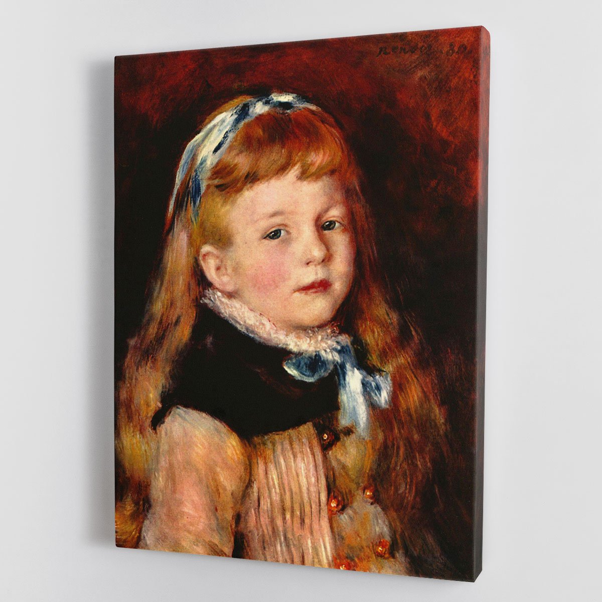 Mademoiselle Grimprel with blue hair band by Renoir Canvas Print or Poster