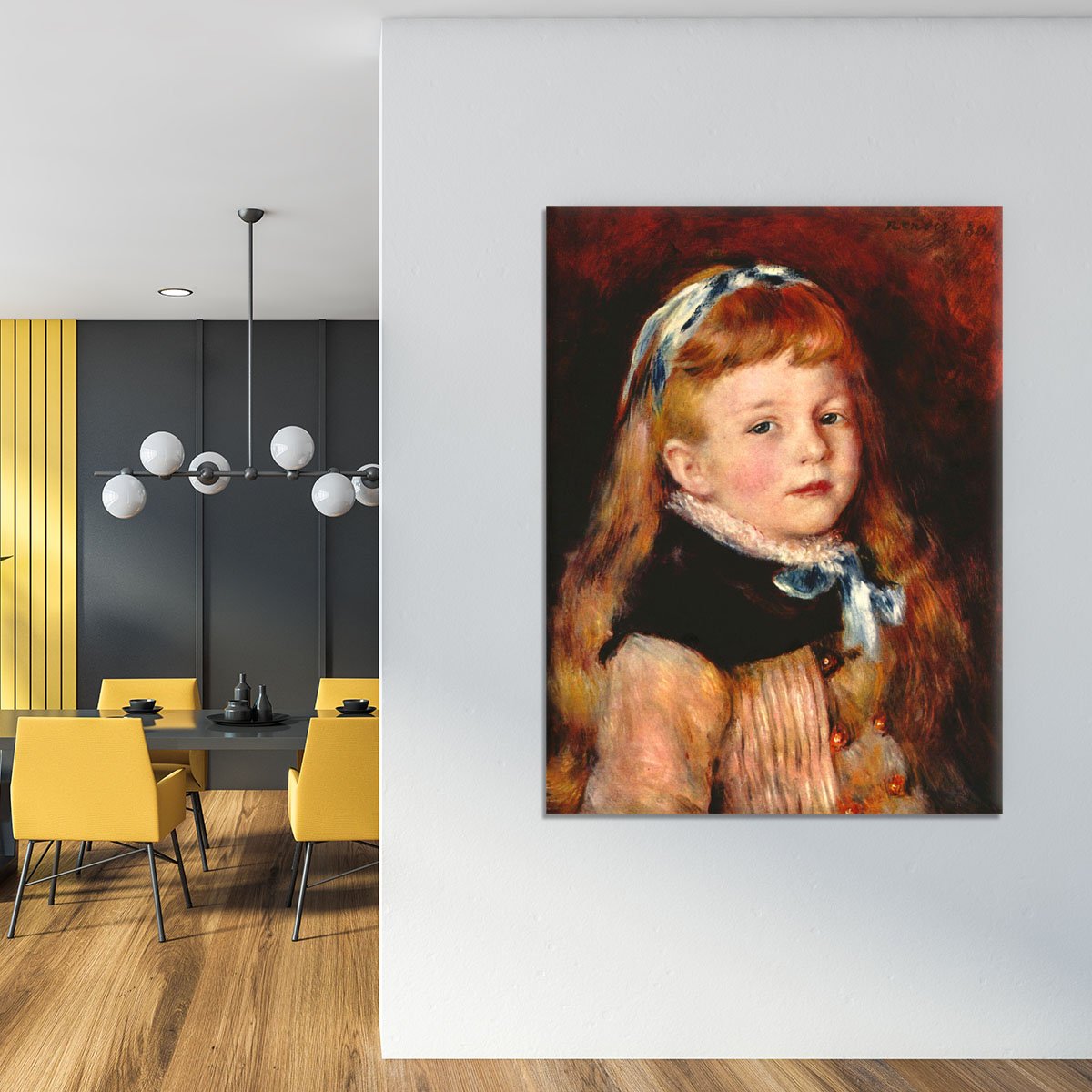 Mademoiselle Grimprel with blue hair band by Renoir Canvas Print or Poster
