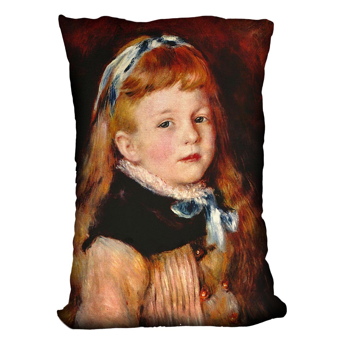 Mademoiselle Grimprel with blue hair band by Renoir Throw Pillow