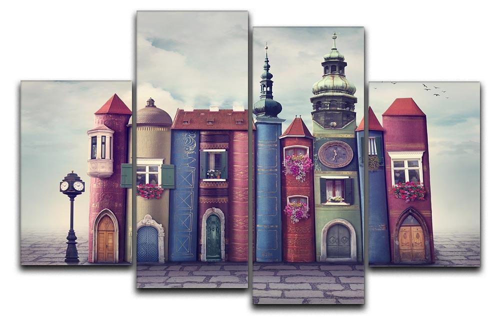 Magic city with old books 4 Split Panel Canvas  - Canvas Art Rocks - 1