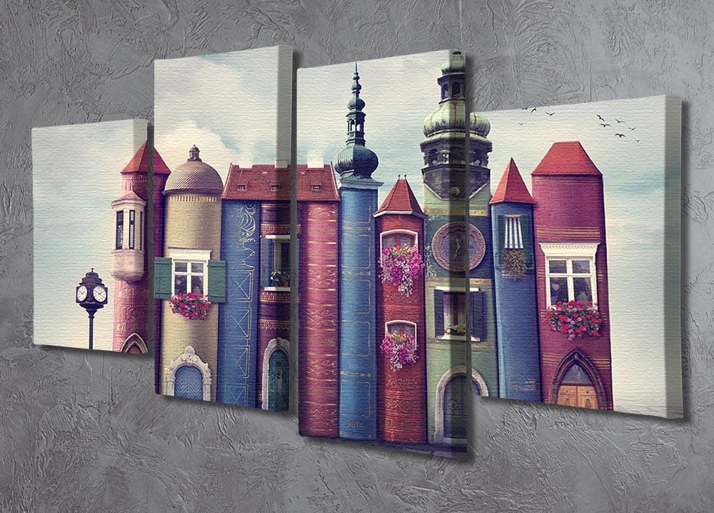 Magic city with old books 4 Split Panel Canvas  - Canvas Art Rocks - 2