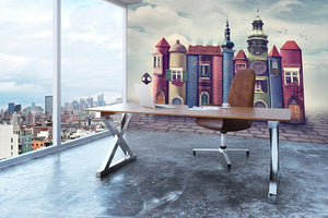 Magic city with old books Wall Mural Wallpaper - Canvas Art Rocks - 3