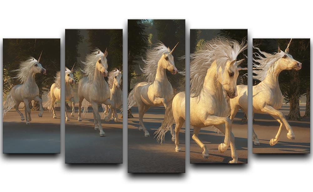 Magical Unicorn Forest 5 Split Panel Canvas  - Canvas Art Rocks - 1