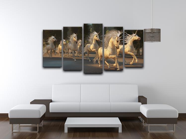 Magical Unicorn Forest 5 Split Panel Canvas  - Canvas Art Rocks - 3