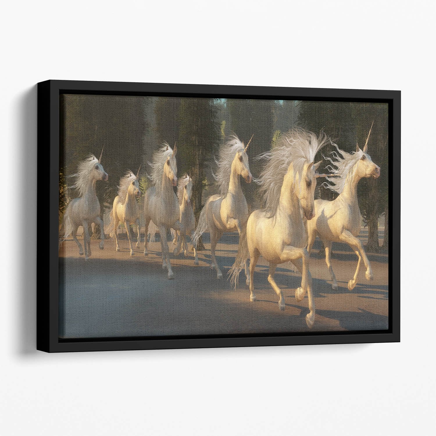 Magical Unicorn Forest Floating Framed Canvas