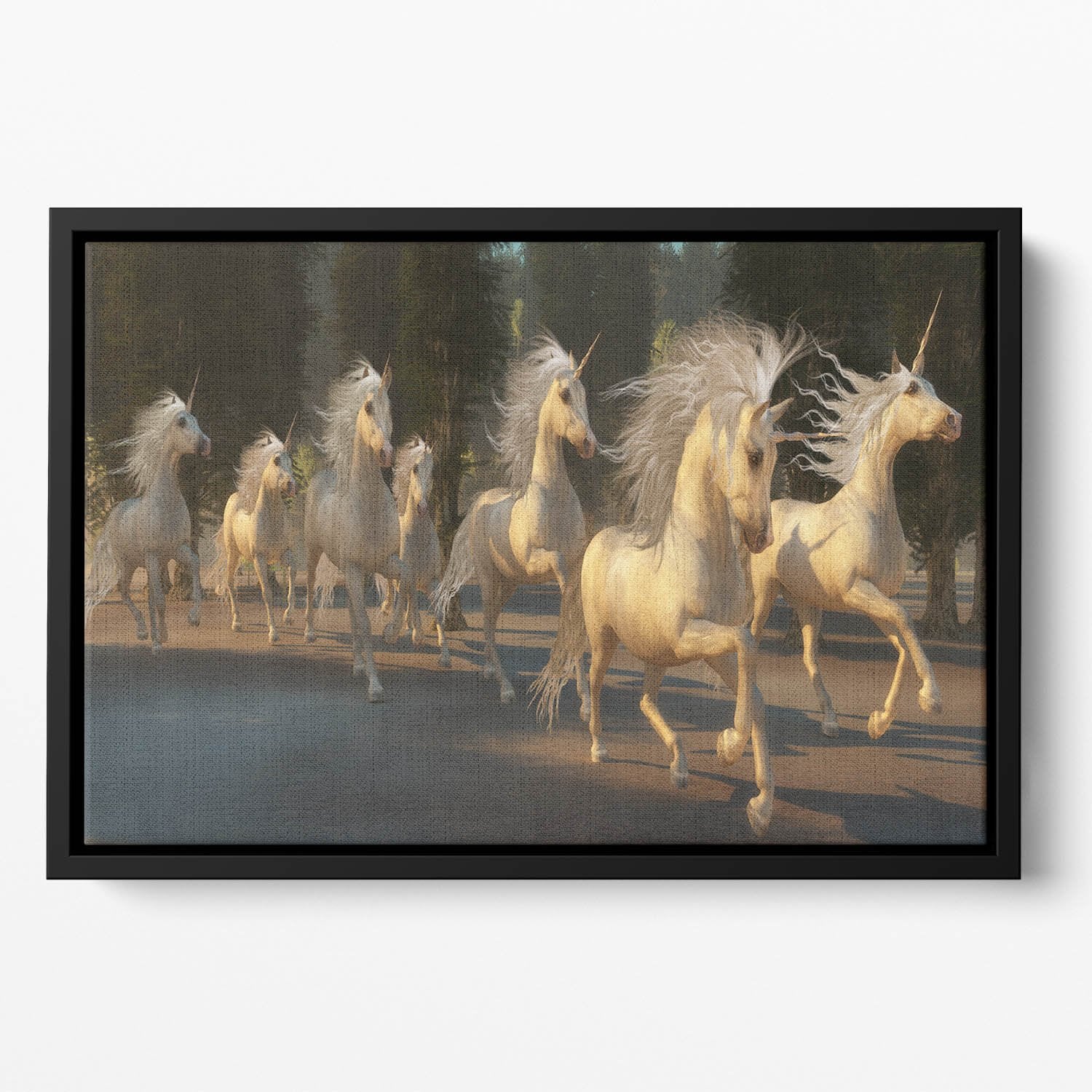Magical Unicorn Forest Floating Framed Canvas