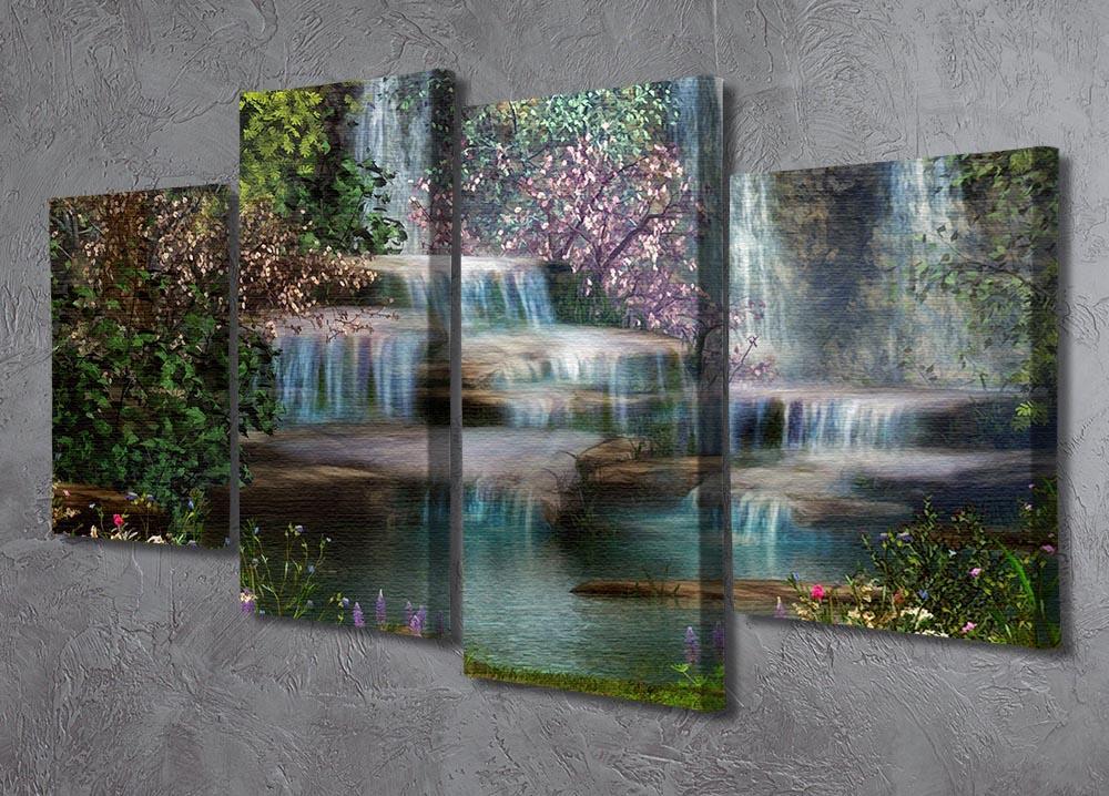 Magical landscape with waterfalls 4 Split Panel Canvas  - Canvas Art Rocks - 2