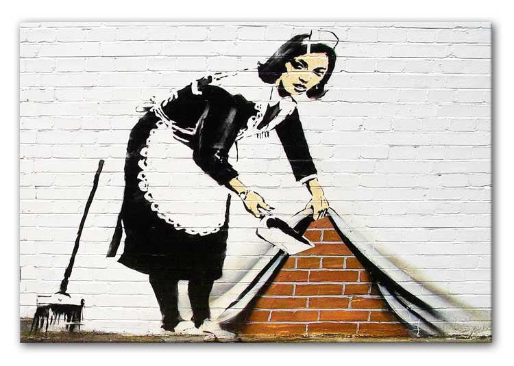 Banksy Maid Sweeping Under the Carpet Print - Canvas Art Rocks - 1
