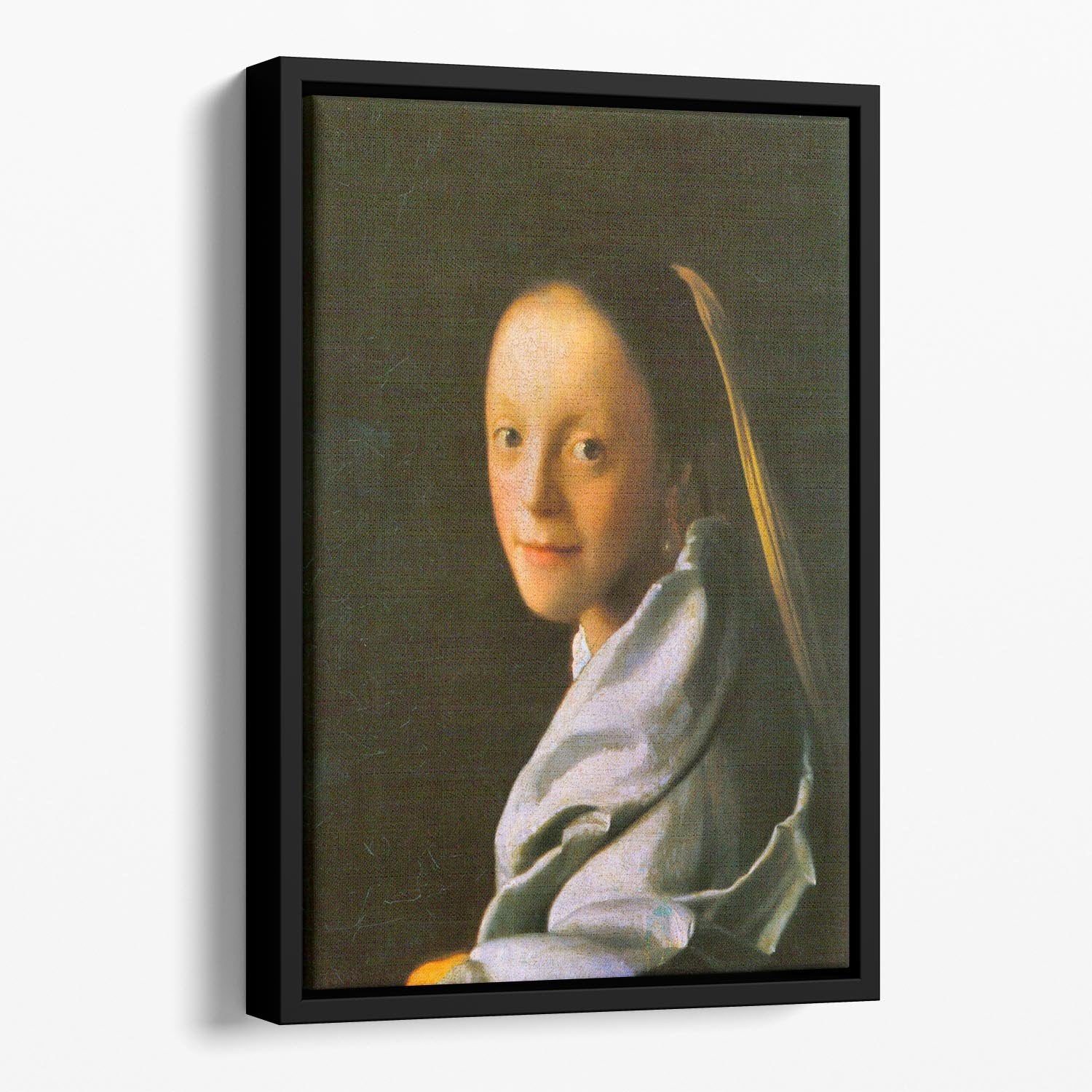 Maid by Vermeer Floating Framed Canvas