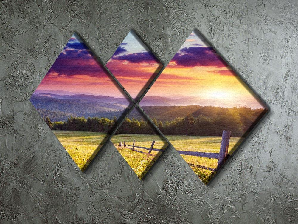 Majestic sunset in Carpathian 4 Square Multi Panel Canvas  - Canvas Art Rocks - 2