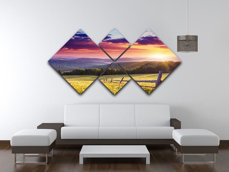 Majestic sunset in Carpathian 4 Square Multi Panel Canvas  - Canvas Art Rocks - 3