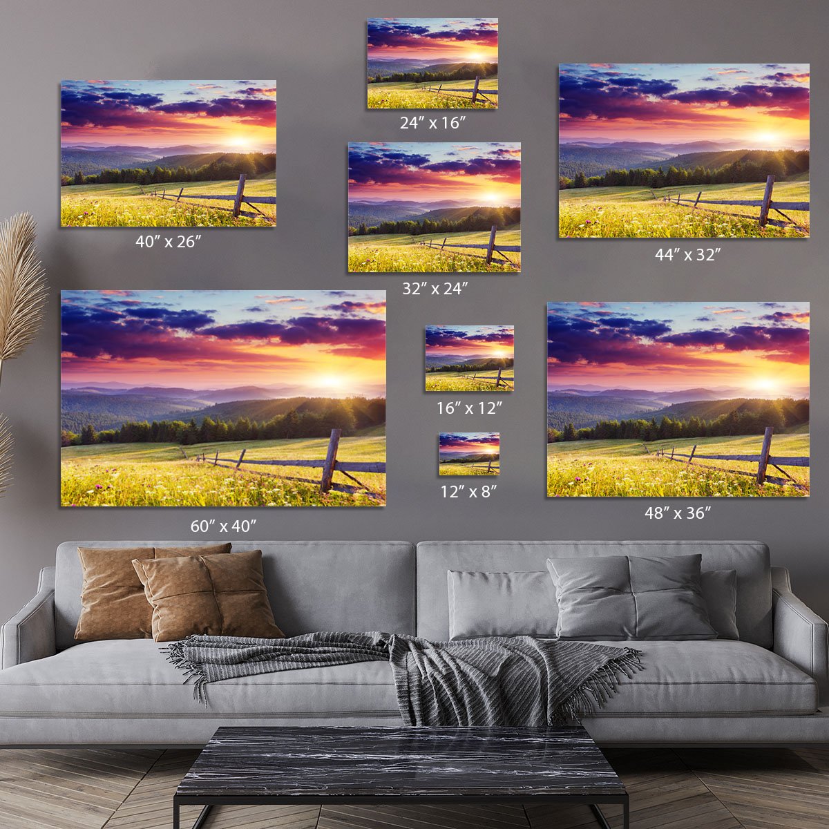 Majestic sunset in Carpathian Canvas Print or Poster