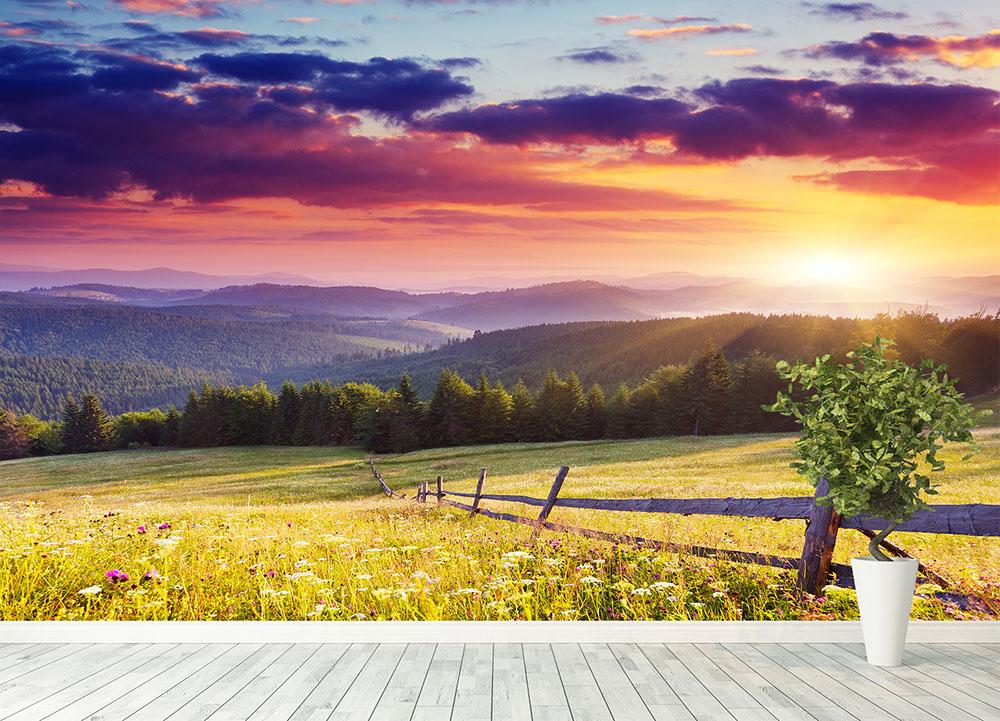 Majestic sunset in Carpathian Wall Mural Wallpaper - Canvas Art Rocks - 4