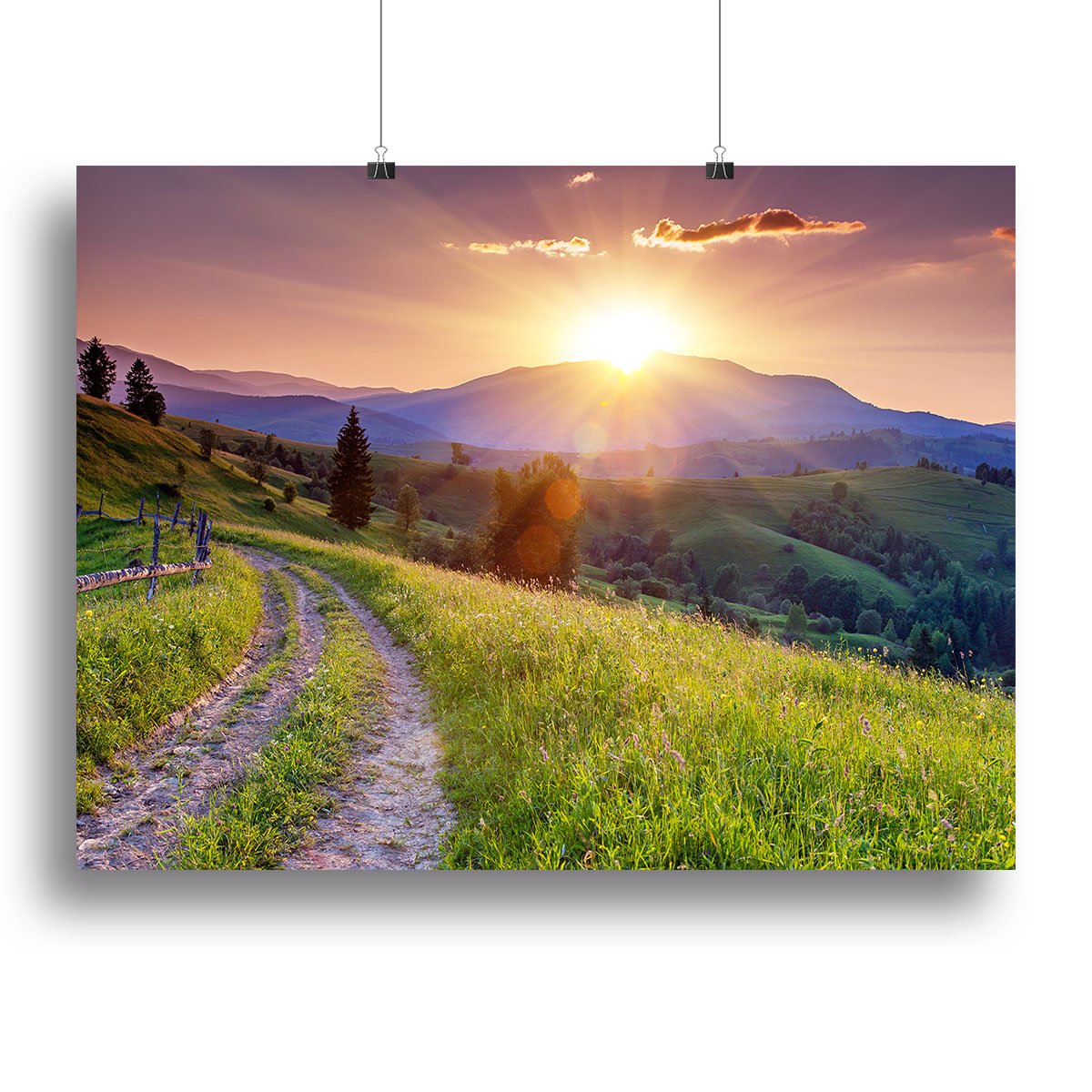Majestic sunset in the mountains Canvas Print or Poster