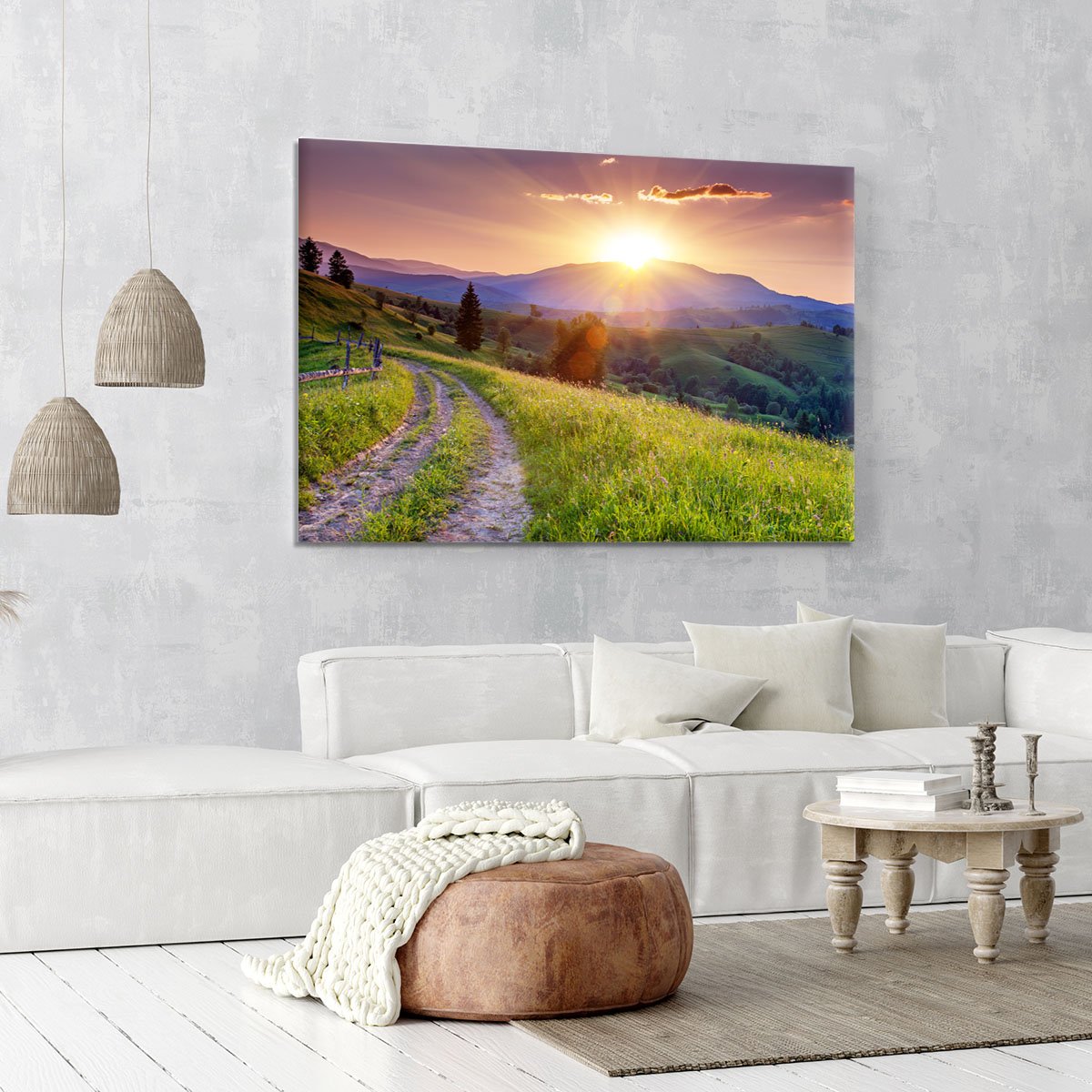Majestic sunset in the mountains Canvas Print or Poster