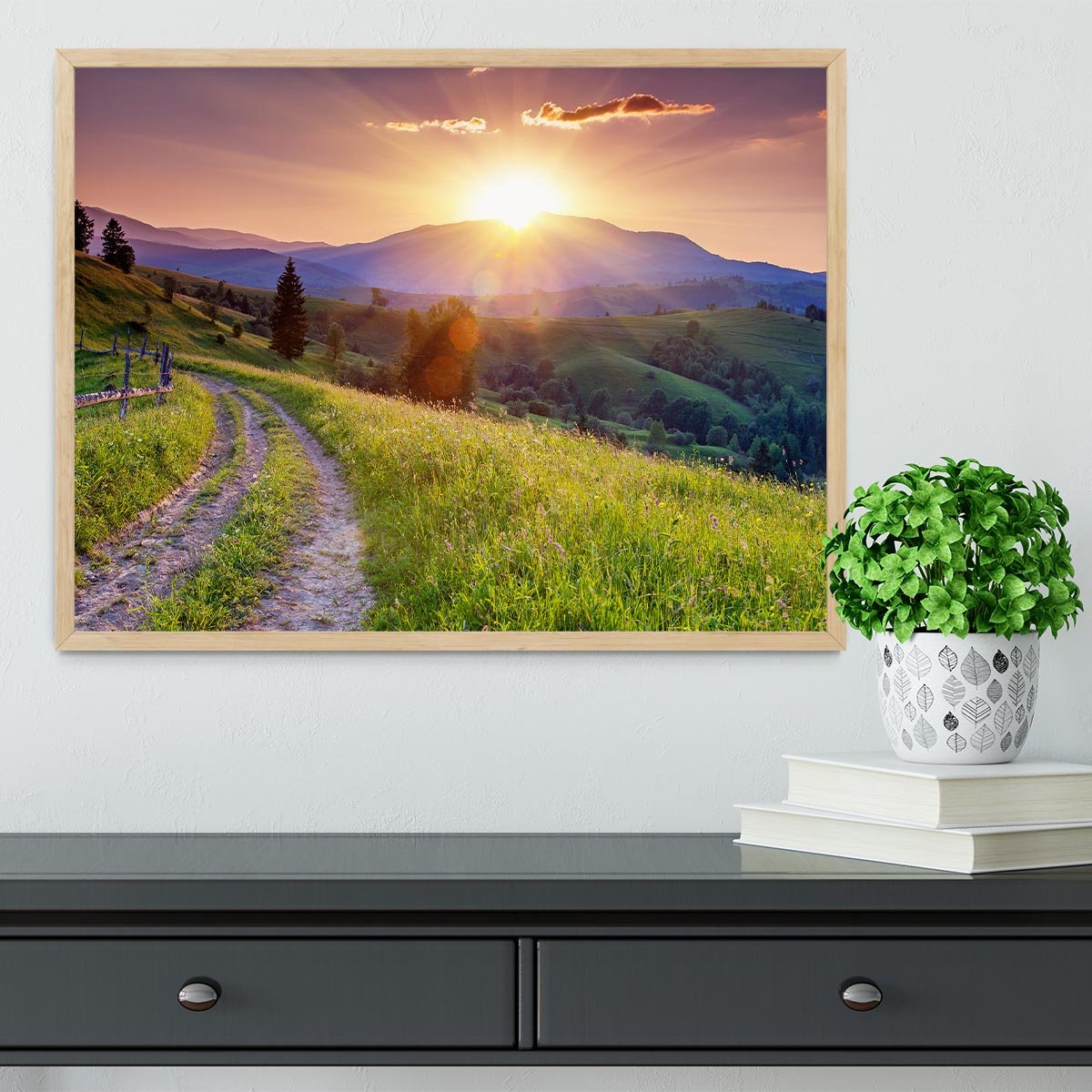 Majestic sunset in the mountains Framed Print - Canvas Art Rocks - 4