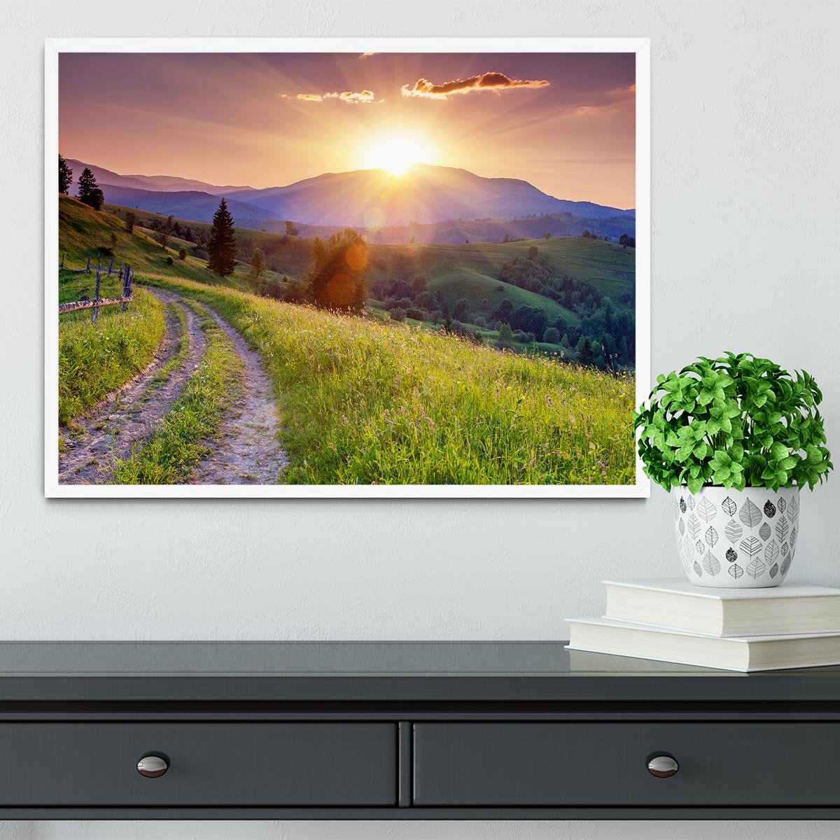 Majestic sunset in the mountains Framed Print - Canvas Art Rocks -6