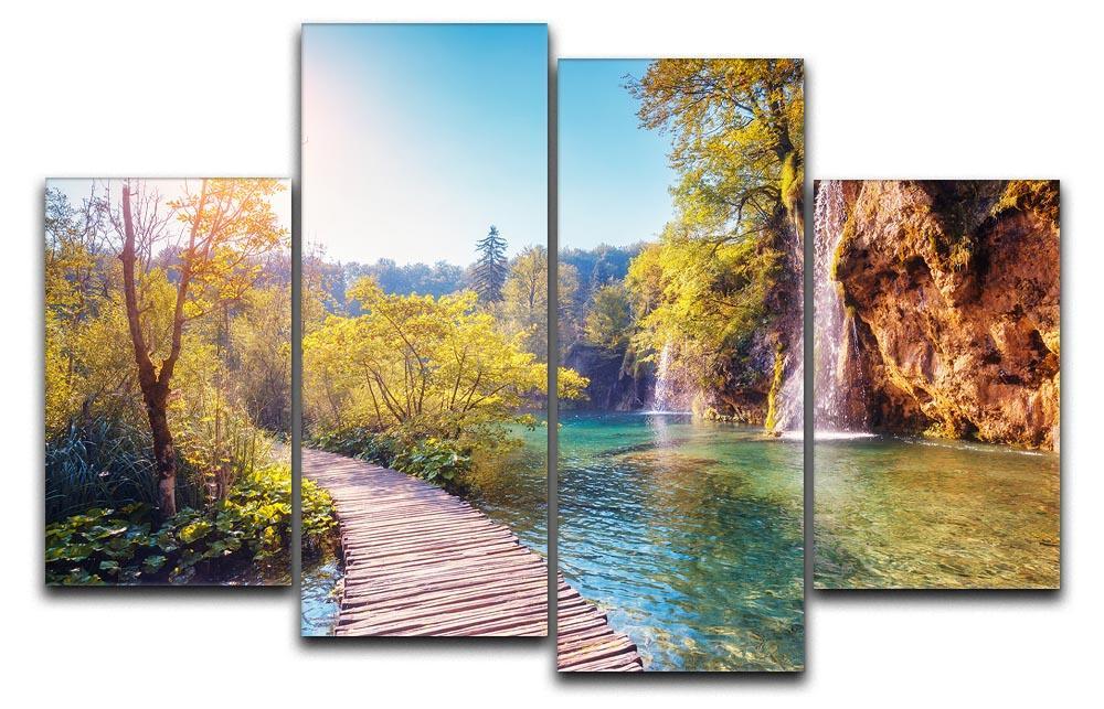 Majestic view on turquoise water 4 Split Panel Canvas  - Canvas Art Rocks - 1