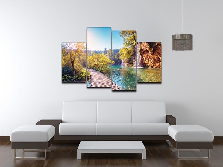 Majestic view on turquoise water 4 Split Panel Canvas  - Canvas Art Rocks - 3