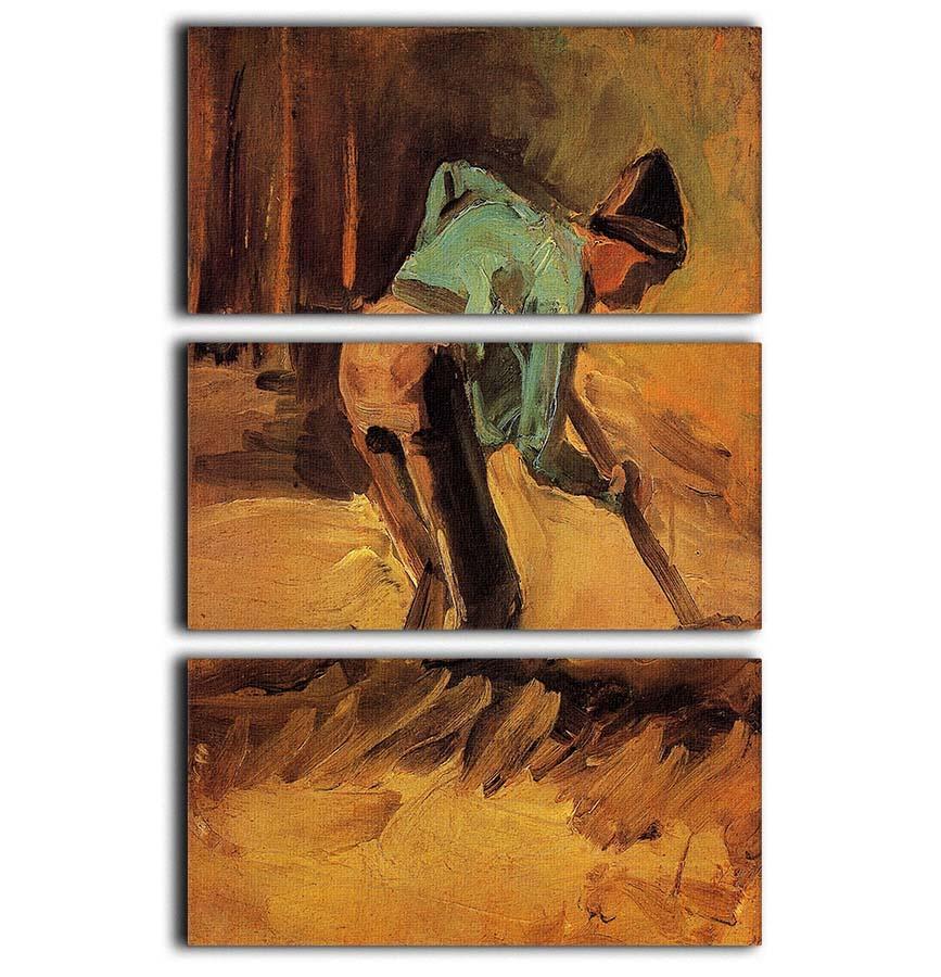Man Stooping with Stick or Spade by Van Gogh 3 Split Panel Canvas Print - Canvas Art Rocks - 1