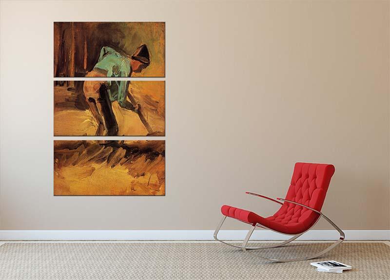 Man Stooping with Stick or Spade by Van Gogh 3 Split Panel Canvas Print - Canvas Art Rocks - 2