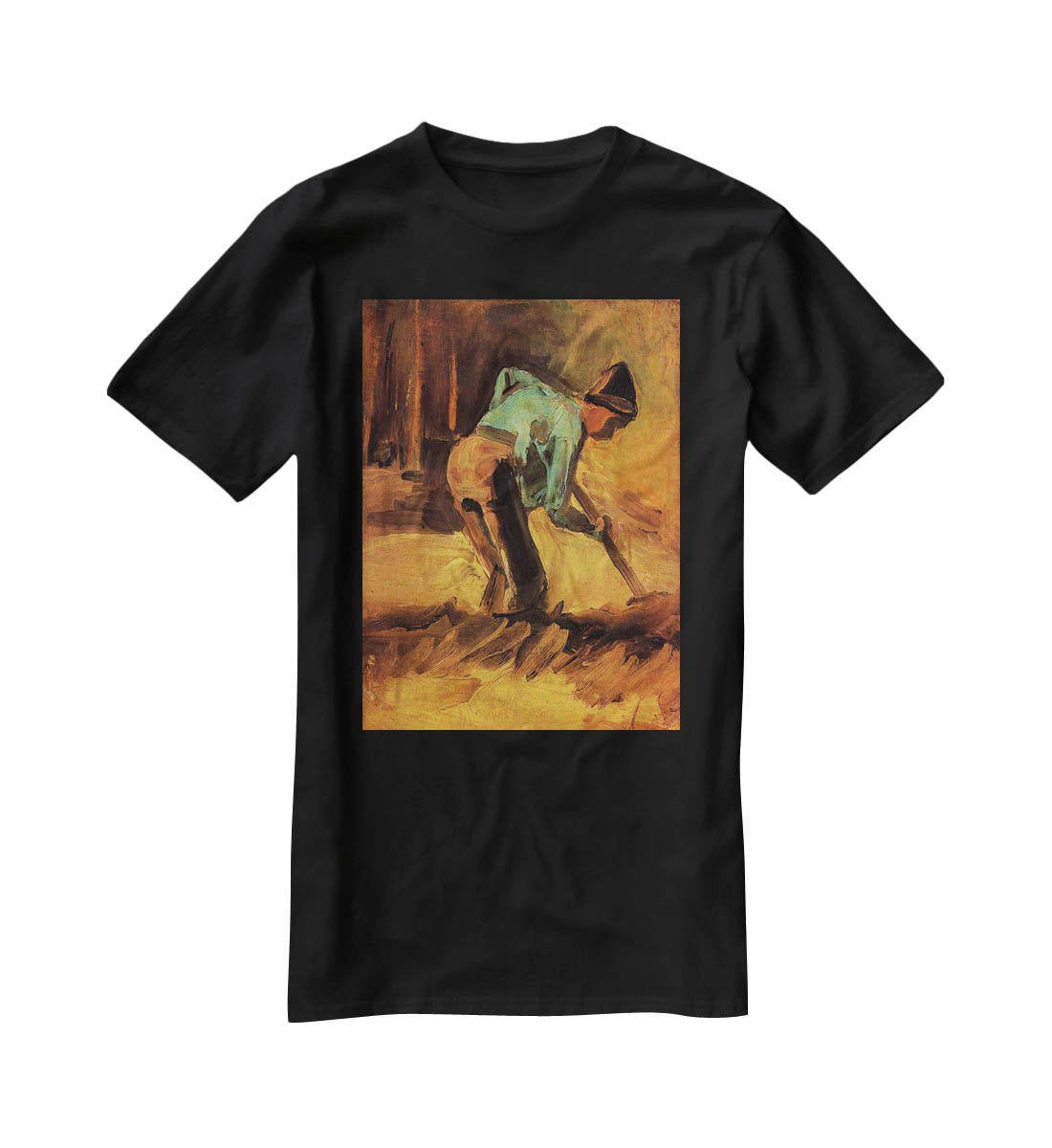 Man Stooping with Stick or Spade by Van Gogh T-Shirt - Canvas Art Rocks - 1