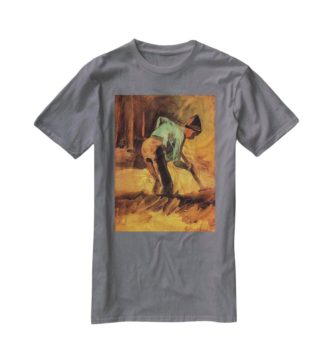 Man Stooping with Stick or Spade by Van Gogh T-Shirt - Canvas Art Rocks - 3