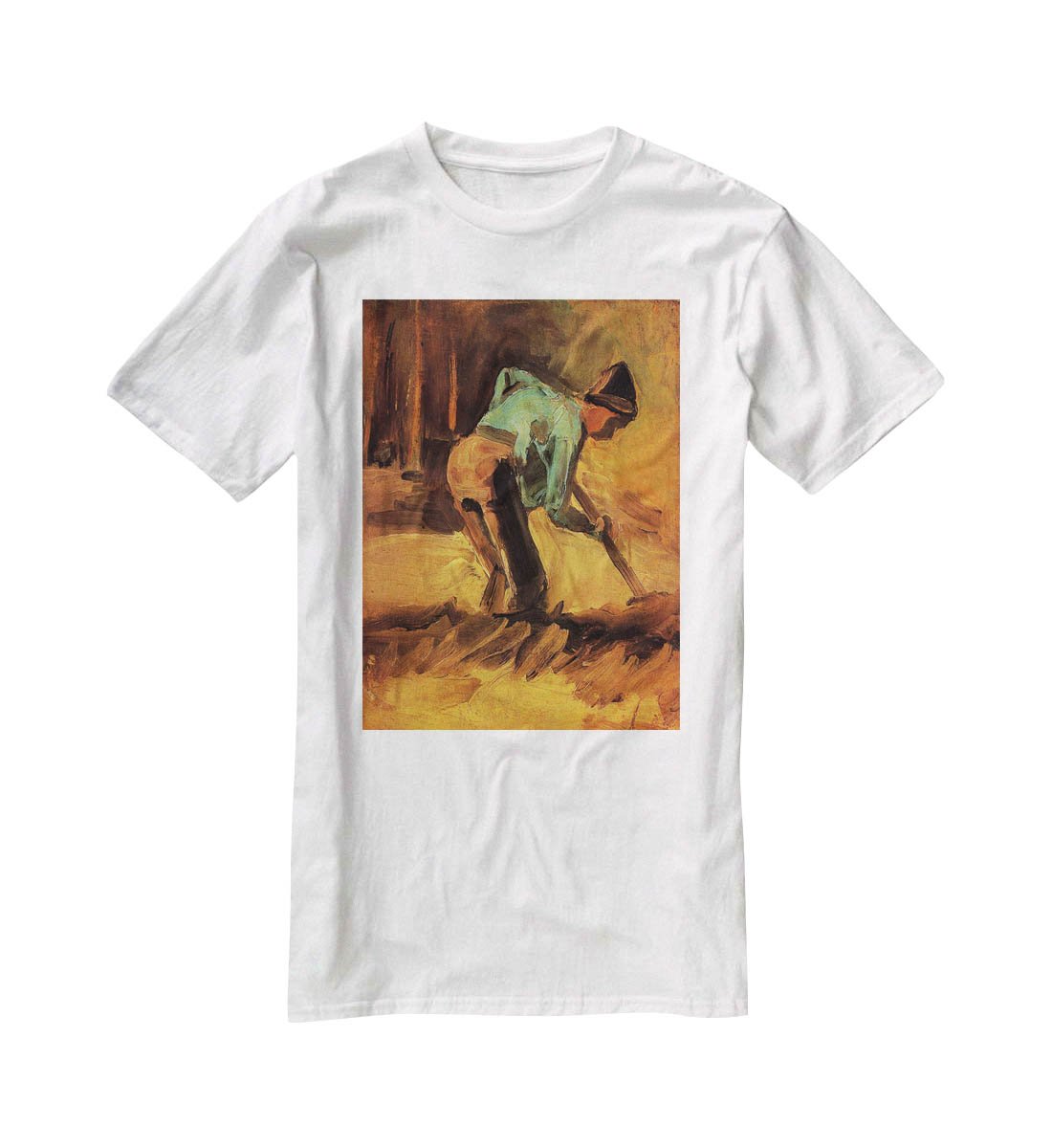 Man Stooping with Stick or Spade by Van Gogh T-Shirt - Canvas Art Rocks - 5