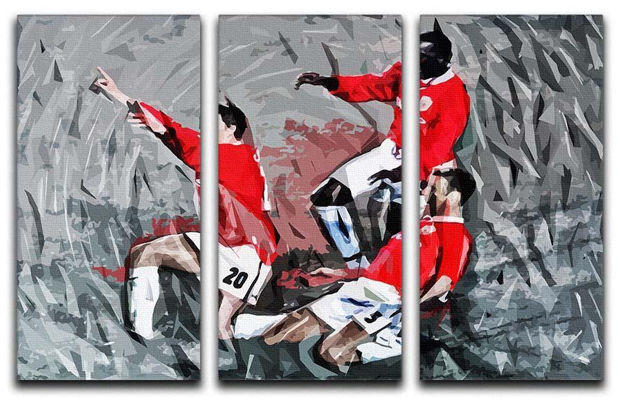 Man United Champions League Final 3 Split Panel Canvas Print - Canvas Art Rocks - 1