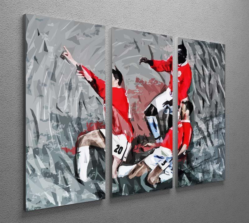 Man United Champions League Final 3 Split Panel Canvas Print - Canvas Art Rocks - 2