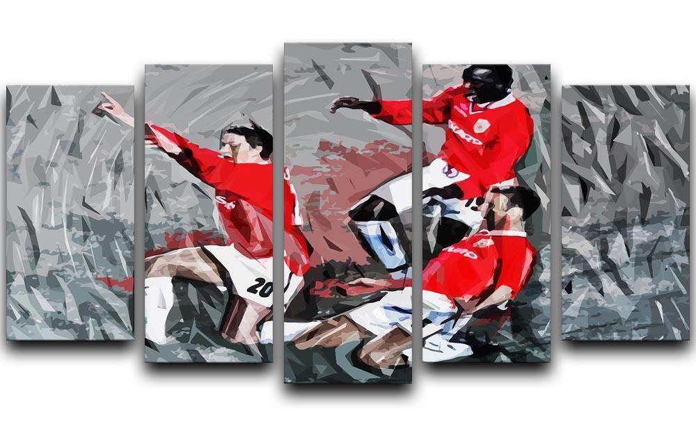 Man United Champions League Final 5 Split Panel Canvas  - Canvas Art Rocks - 1