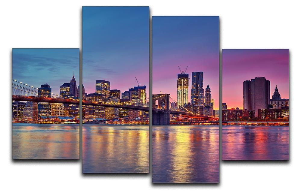 Manhattan at dusk 4 Split Panel Canvas  - Canvas Art Rocks - 1