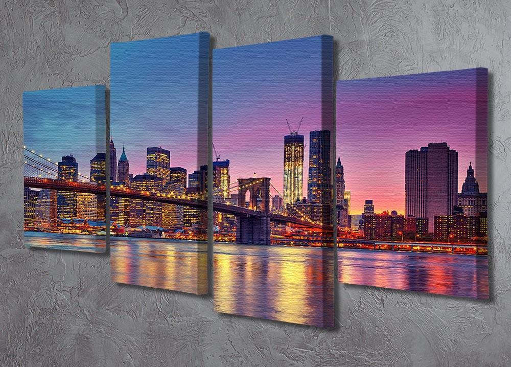 Manhattan at dusk 4 Split Panel Canvas  - Canvas Art Rocks - 2