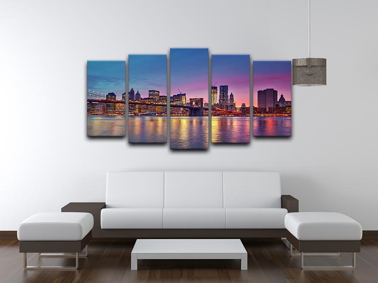 Manhattan at dusk 5 Split Panel Canvas  - Canvas Art Rocks - 3