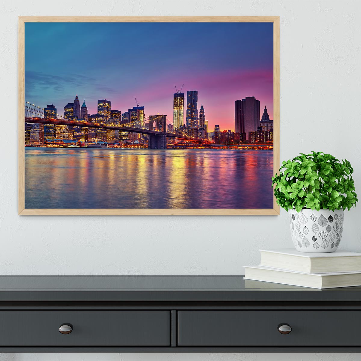 Manhattan at dusk Framed Print - Canvas Art Rocks - 4