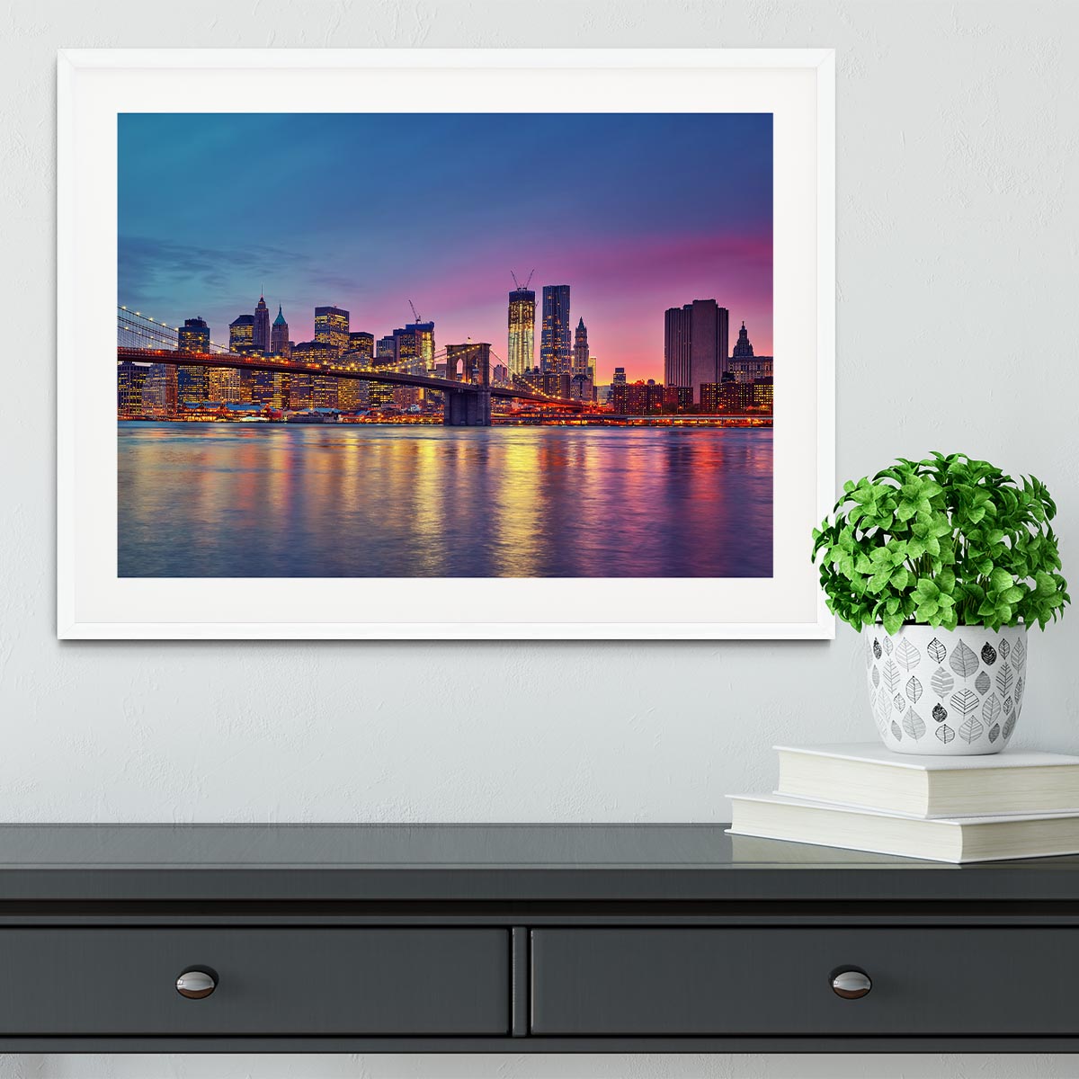 Manhattan at dusk Framed Print - Canvas Art Rocks - 5