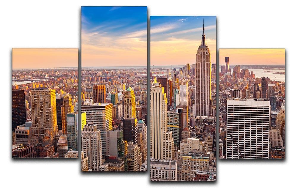Manhattan at sunset 4 Split Panel Canvas  - Canvas Art Rocks - 1
