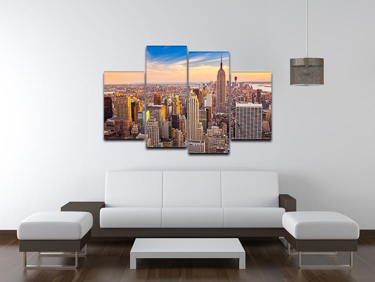 Manhattan at sunset 4 Split Panel Canvas  - Canvas Art Rocks - 3