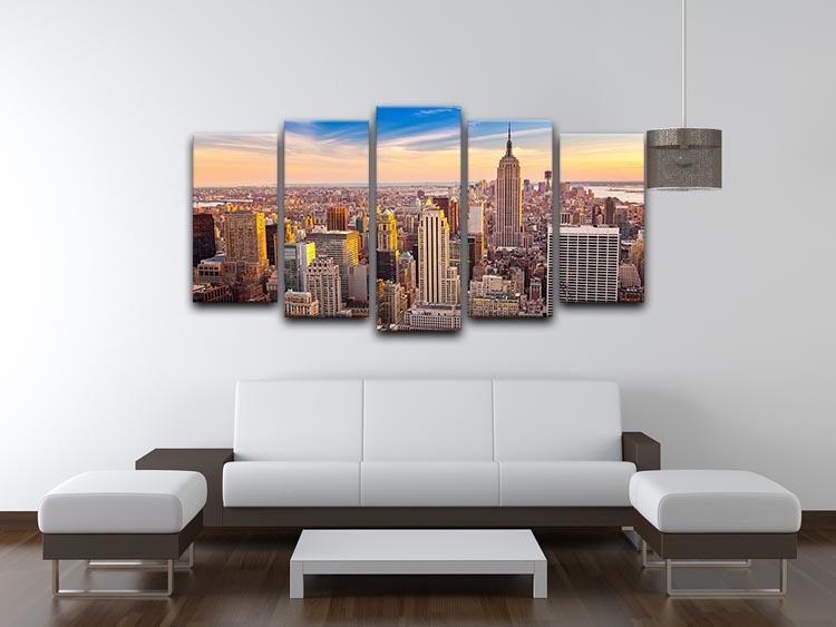 Manhattan at sunset 5 Split Panel Canvas  - Canvas Art Rocks - 3