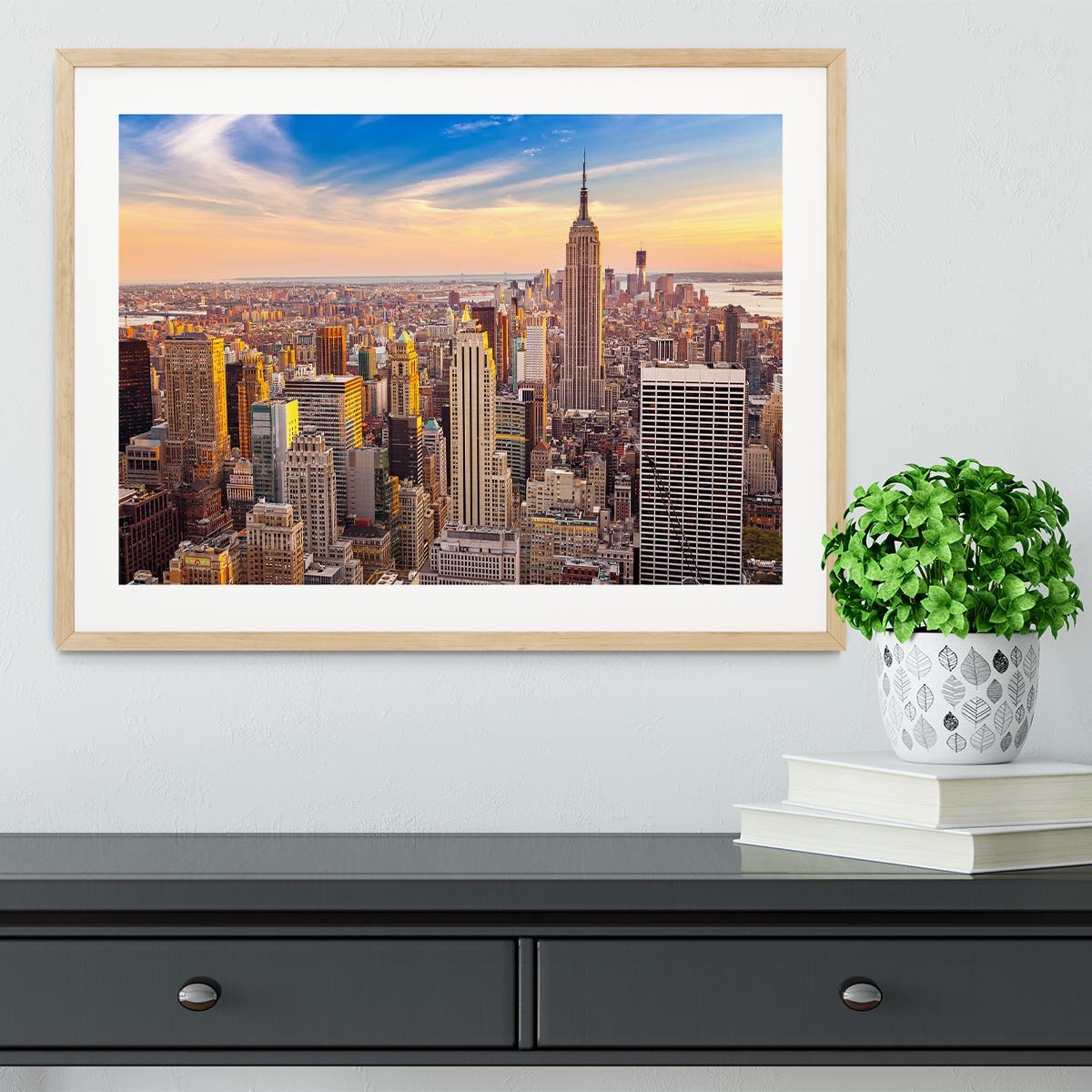 Manhattan at sunset Framed Print - Canvas Art Rocks - 3