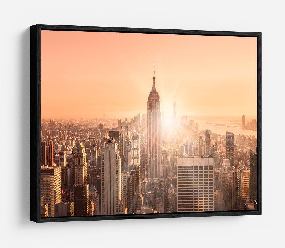 Manhattan downtown skyline with illuminated Empire State Building HD Metal Print