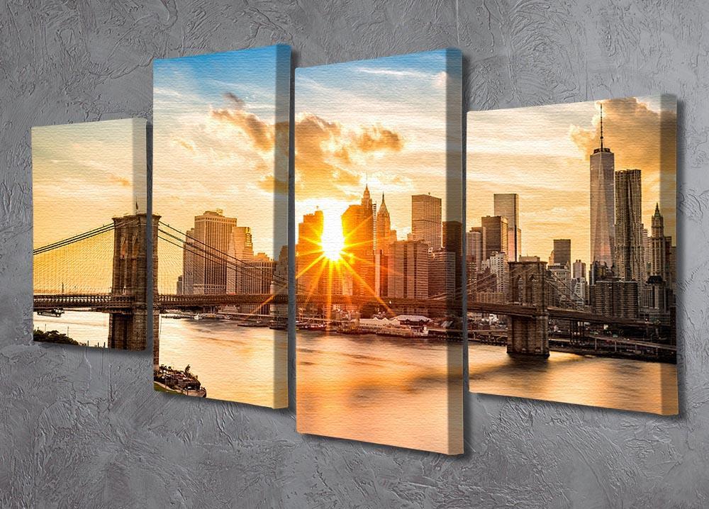 Manhattan skyline at sunset 4 Split Panel Canvas  - Canvas Art Rocks - 2