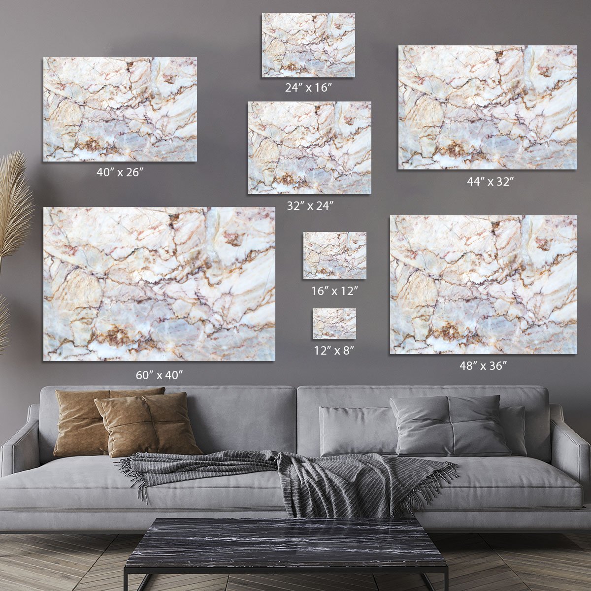 Marble with Brown Veins Canvas Print or Poster