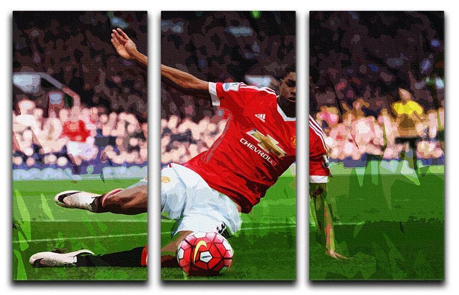 Marcus Rashford Action Manchester United 3 Split Panel Canvas Print - Canvas Art Rocks - 1