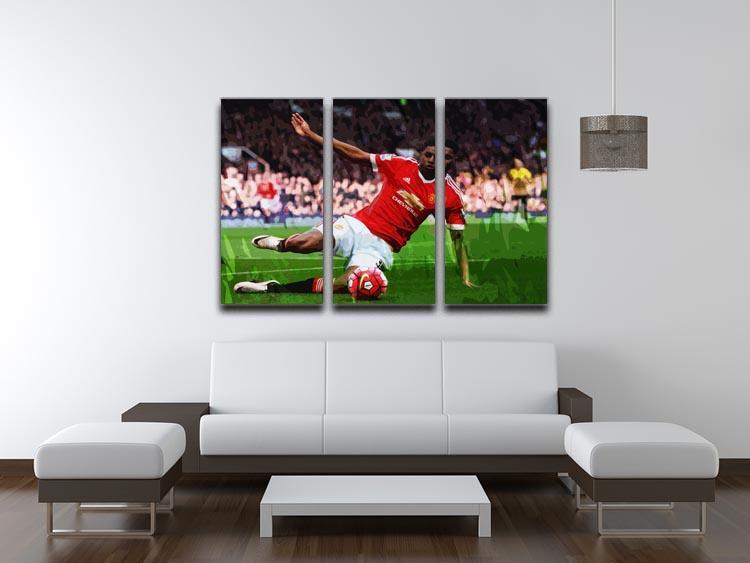 Marcus Rashford Action Manchester United 3 Split Panel Canvas Print - Canvas Art Rocks - 3
