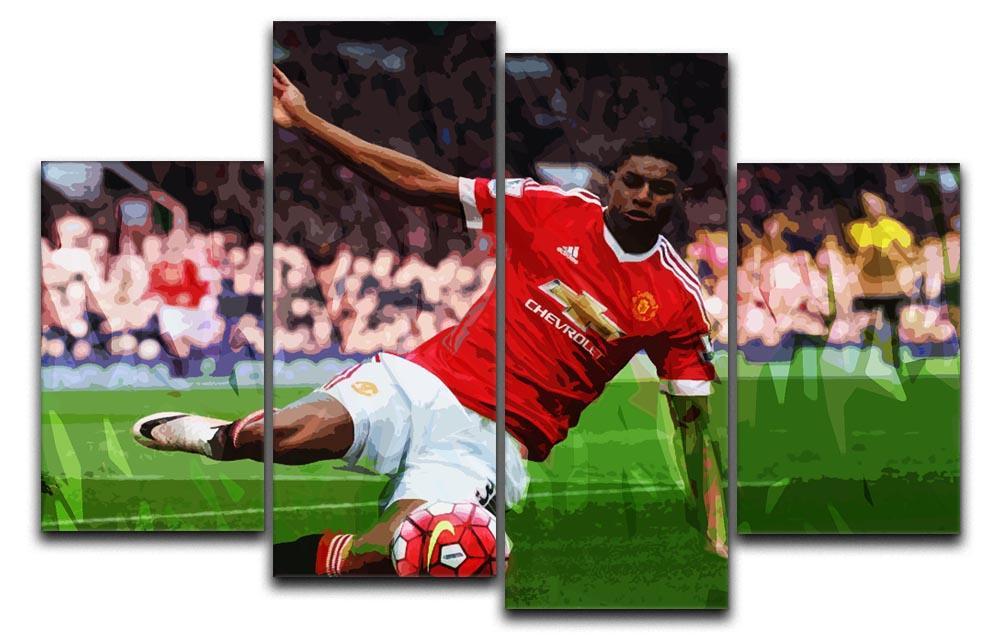 Marcus Rashford Action Manchester United 4 Split Panel Canvas  - Canvas Art Rocks - 1
