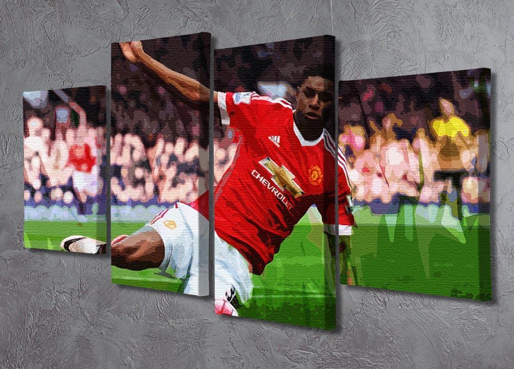 Marcus Rashford Action Manchester United 4 Split Panel Canvas - Canvas Art Rocks - 2