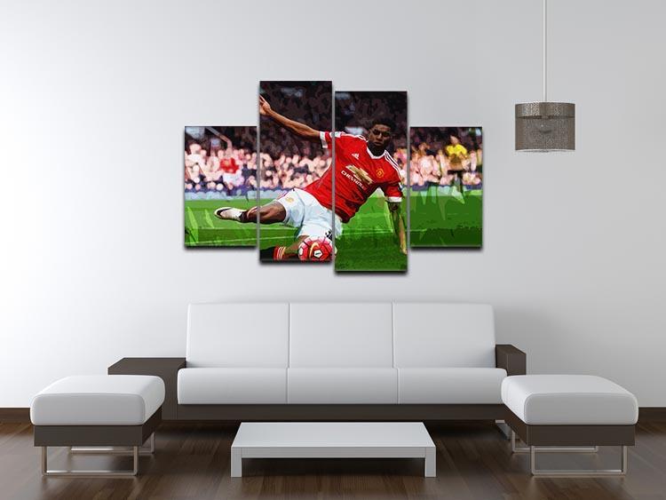 Marcus Rashford Action Manchester United 4 Split Panel Canvas - Canvas Art Rocks - 3