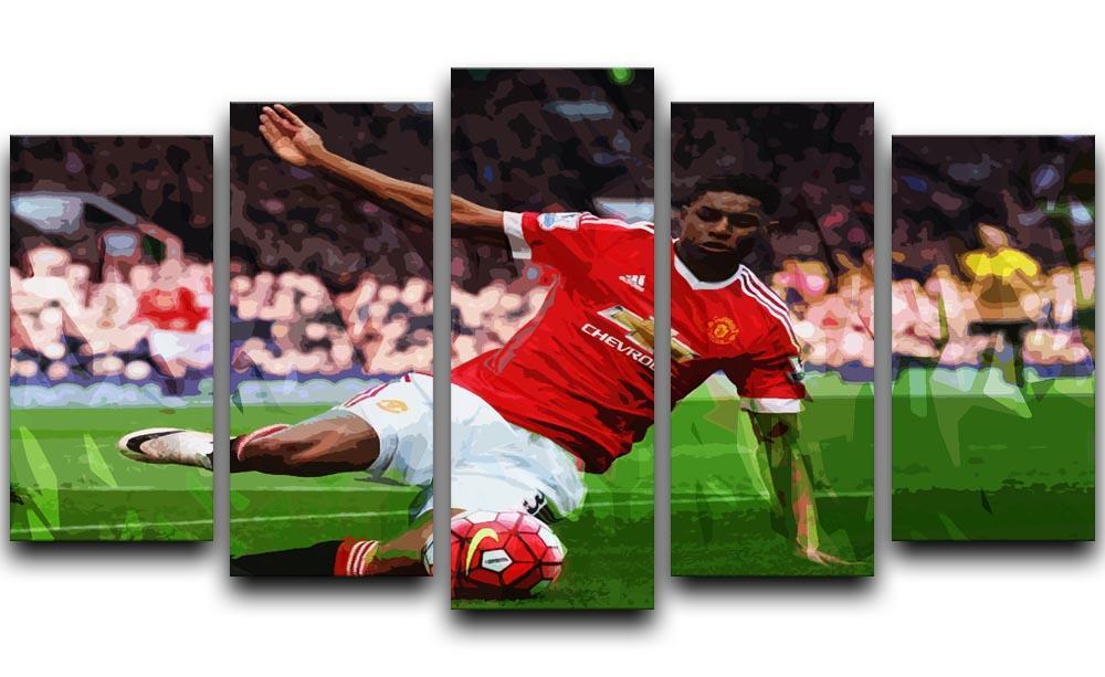 Marcus Rashford Action Manchester United 5 Split Panel Canvas  - Canvas Art Rocks - 1
