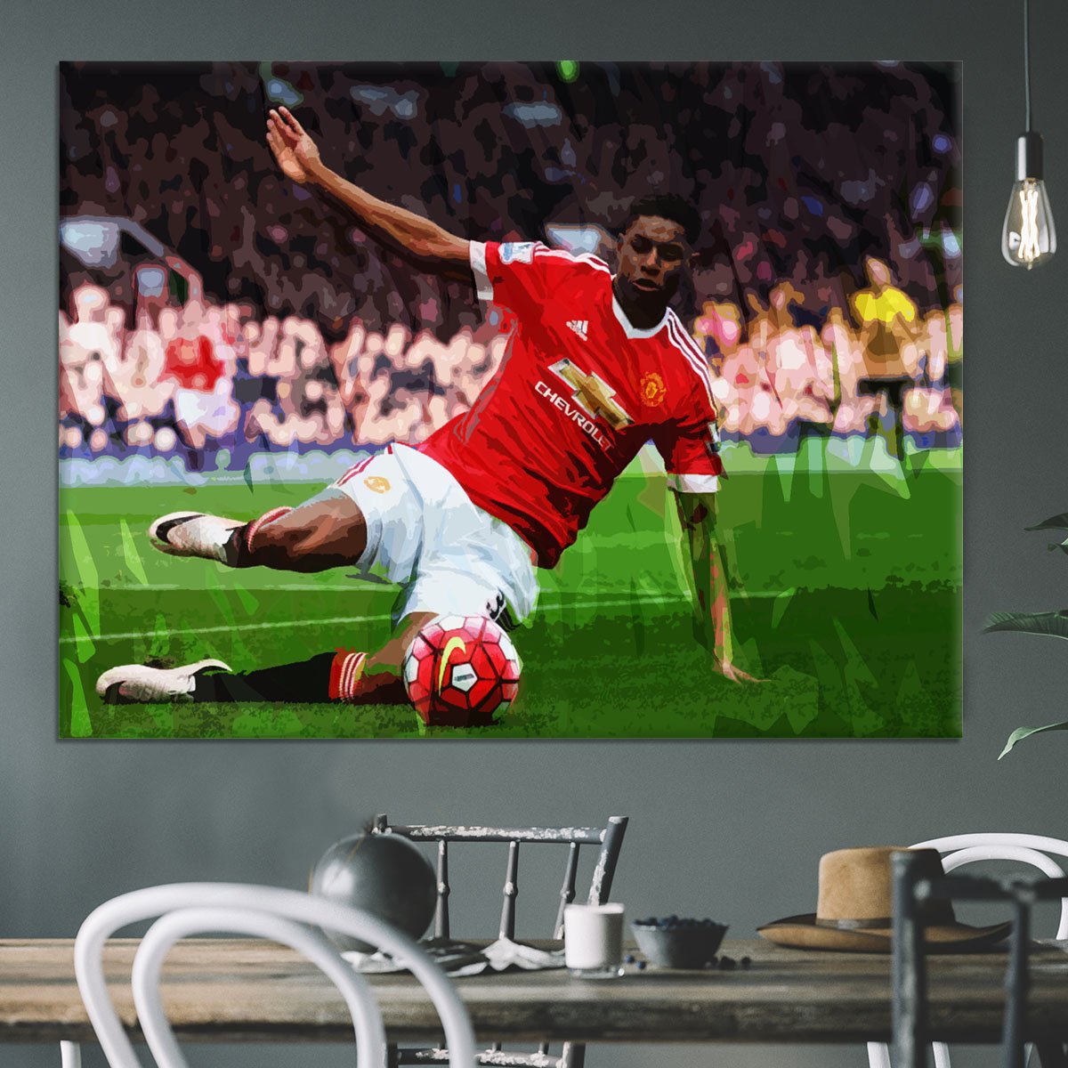 Marcus Rashford Action Manchester United Canvas Print or Poster